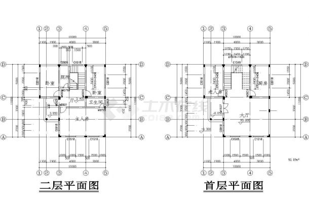 某城市12个别墅建筑设计cad方案-图一