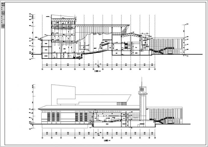 市文化中心整套CAD平立剖面设计图纸_图1