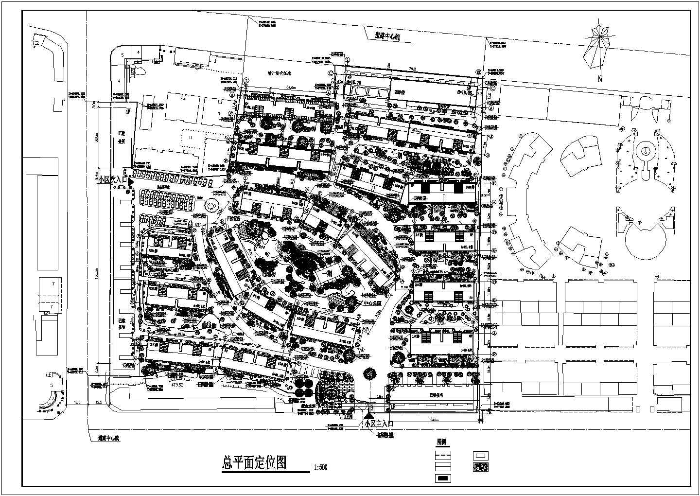 云南省某城市小区总平面CAD定位图