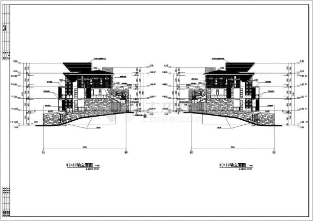 某度假区三层砖混结构洋房建筑设计方案图-图一