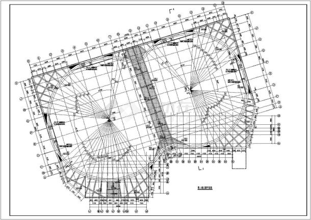 天津某建筑工程眼镜形状双圆环内支撑围护设计方案图纸-图二