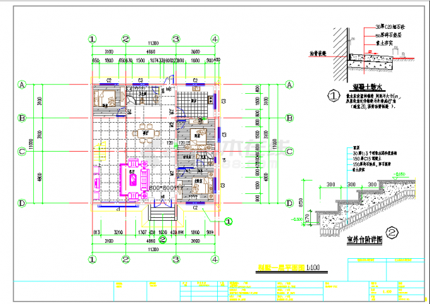 某最近设计二层别墅结构建筑施工节点图纸（附加效果图）-图一