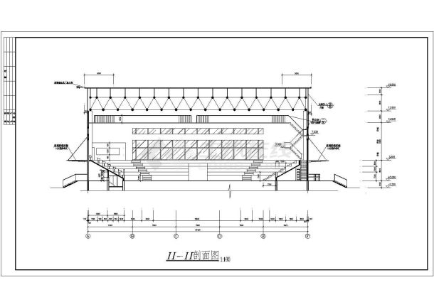 某地体育馆建筑施工图（标注详细）-图二