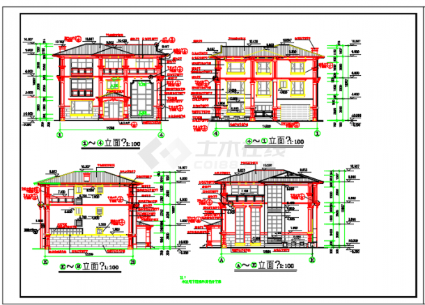 某小区欧式别墅建筑设计施工CAD图纸-图二