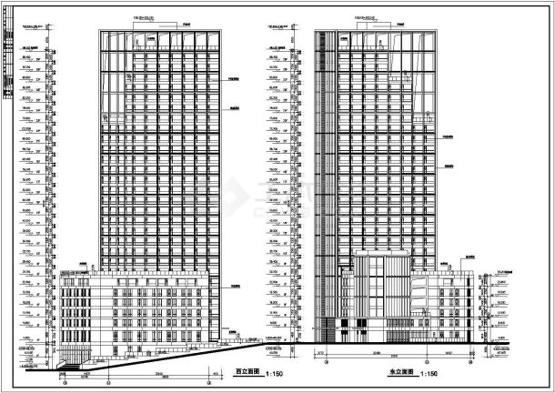 某地框架结构三十九层高层办公楼建筑设计施工图-图一