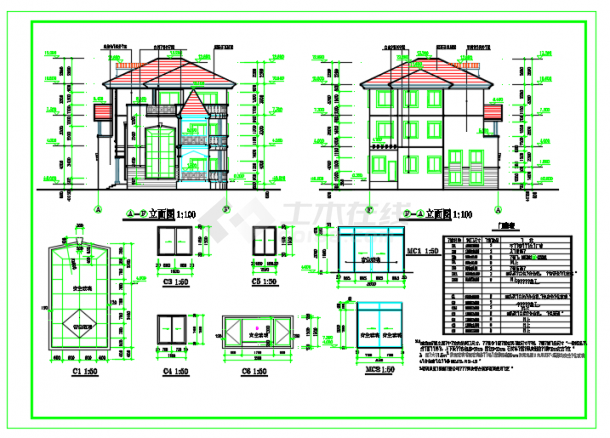 某地整套别墅建筑设计施工CAD图方案-图一