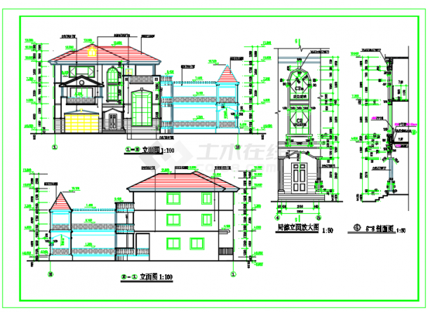 某地整套别墅建筑设计施工CAD图方案-图二