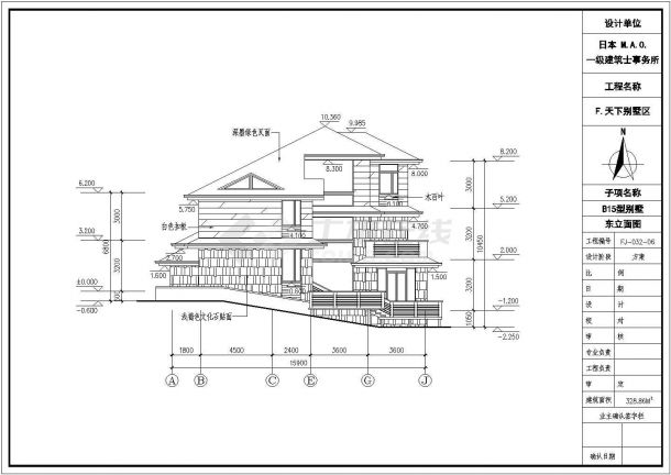 某地三层日式别墅全套建筑设计施工CAD图-图二