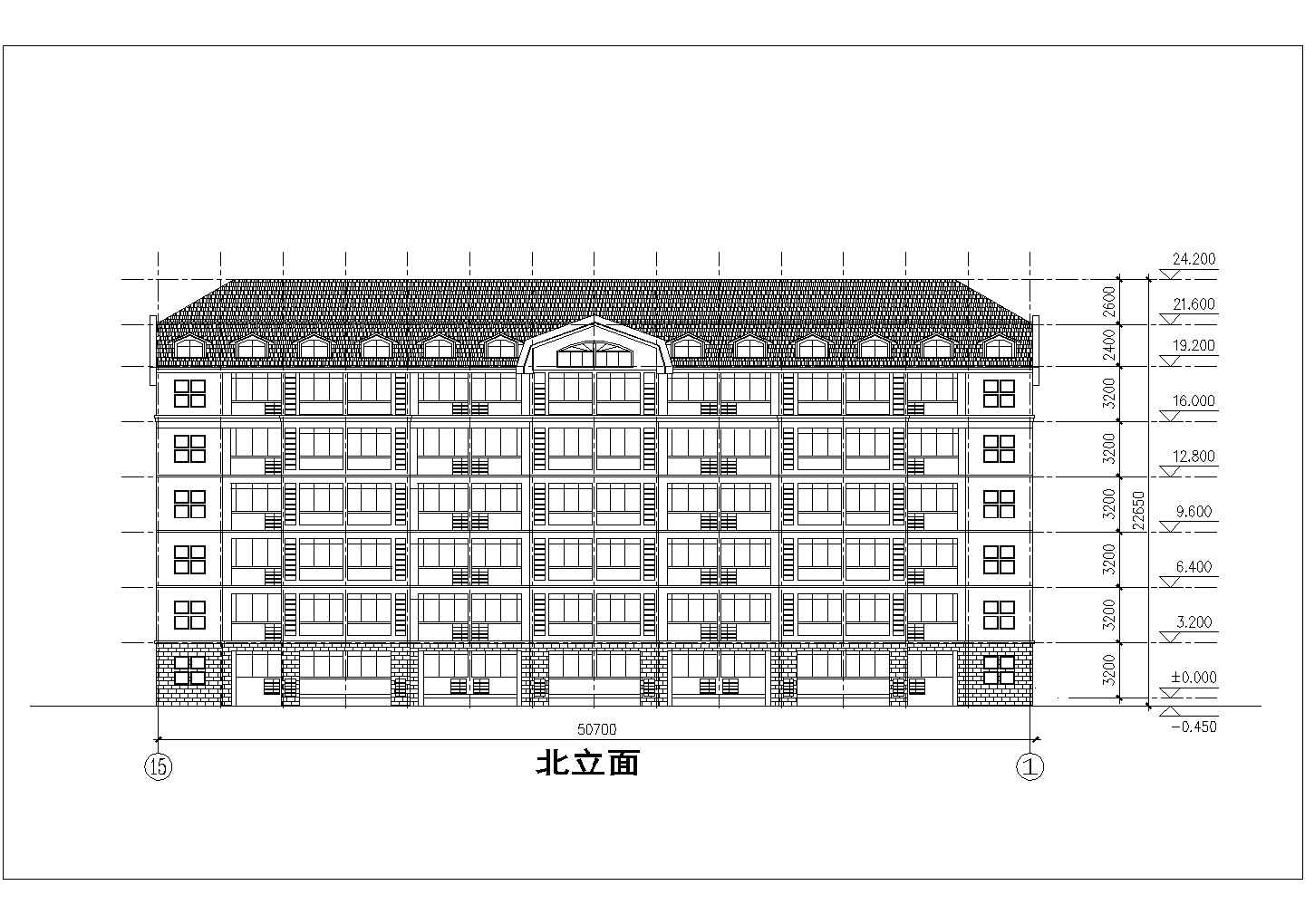 比较齐全的某高校宿舍建筑平立面设计图