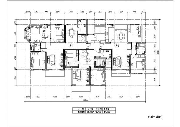 某地高层九种住宅户型建筑设计方案-图二