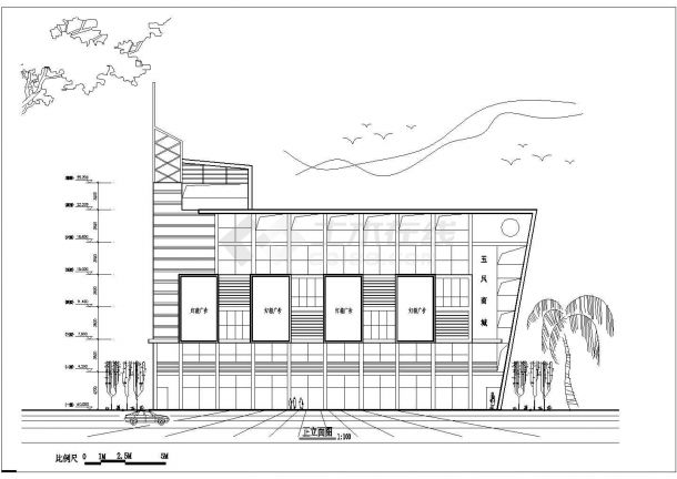 六层商业建筑施工设计CAD平立面方案图-图一