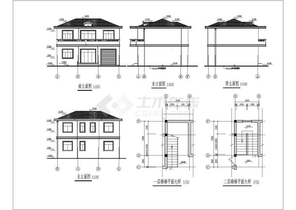 某地5套别墅建筑CAD设计施工图纸-图一