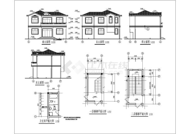 某地5套别墅建筑CAD设计施工图纸-图二