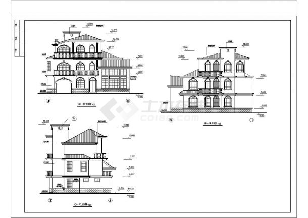 某地三层砖混结构别墅建筑设计施工图-图一