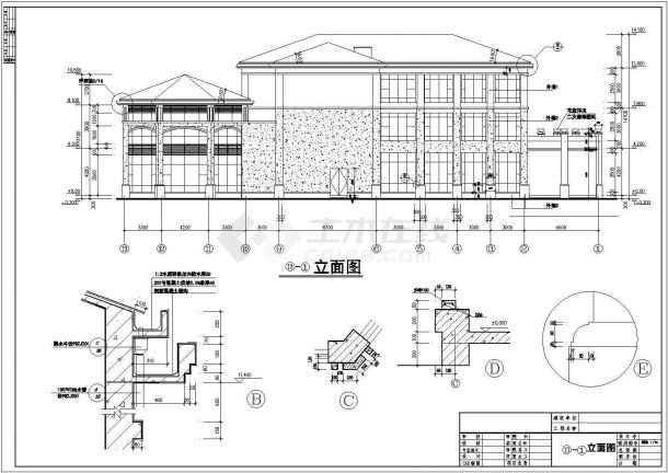 某小区三层框架结构会所建筑设计方案图-图二