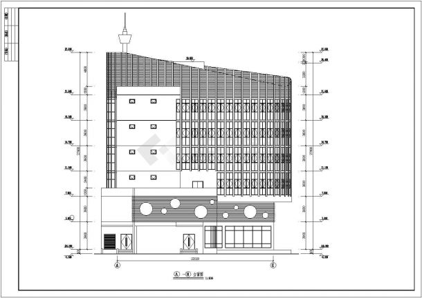 某地6层框架结构餐厅建筑方案设计图-图一