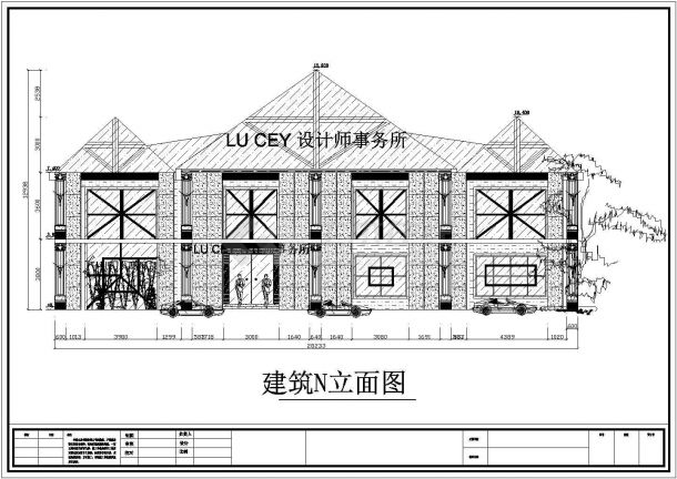 某第二层框架结构设计师事务所建筑设计施工图-图一