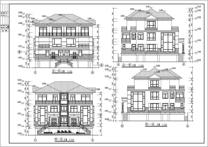 某地三层框架结构别墅（两套）建筑设计施工图_图1