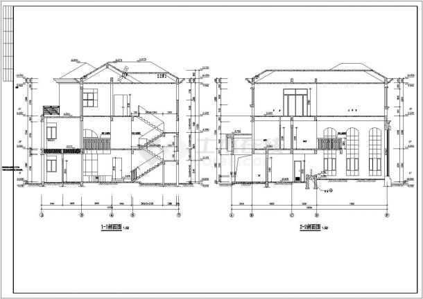 某地三层框架结构简欧小别墅建筑设计施工图-图一