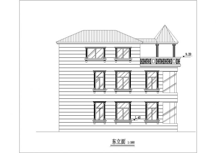 某经典别墅建筑设计方案CAD图纸_图1