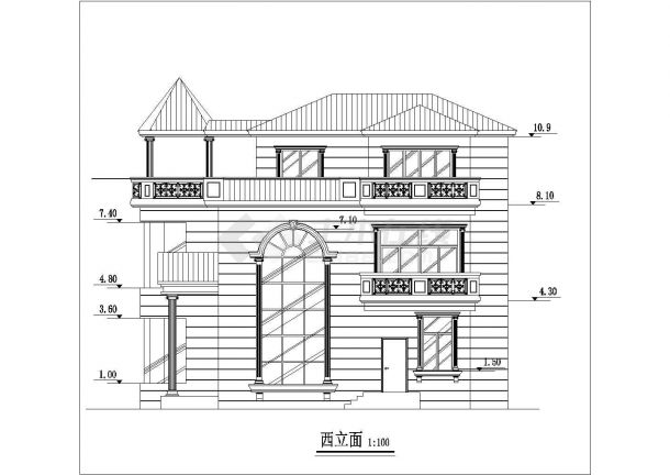 某经典别墅建筑设计方案CAD图纸-图二