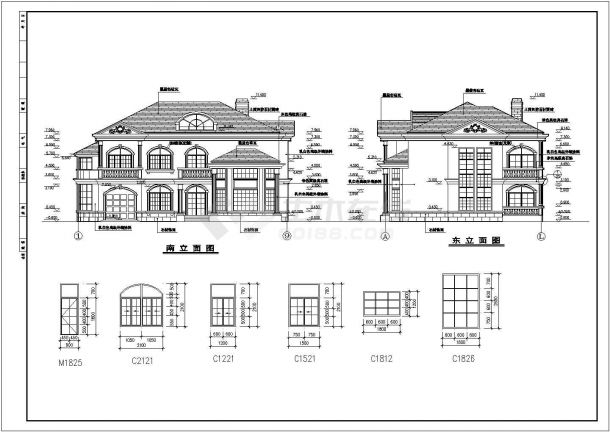 某地二层砌体结构别墅建筑设计施工图-图二