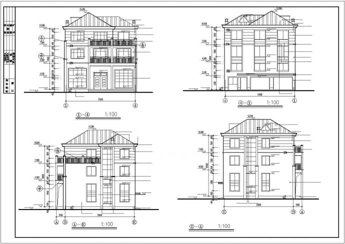 某地三层小型别墅楼建筑设计施工图_图1