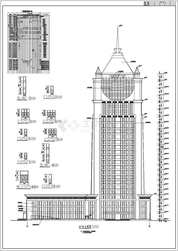 河北某地框架结构二十四层天博大厦建筑设计施工图-图一