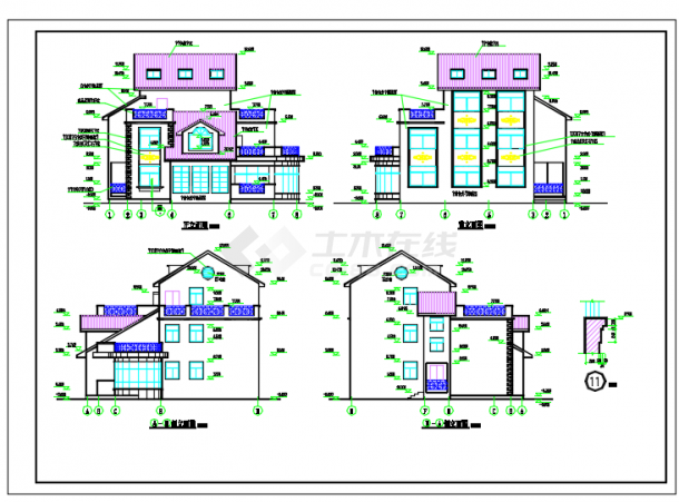 某市林洋开发区别墅楼结构建筑设计施工图-图一