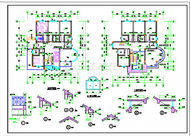 某市林洋开发区别墅楼结构建筑设计施工图-图二