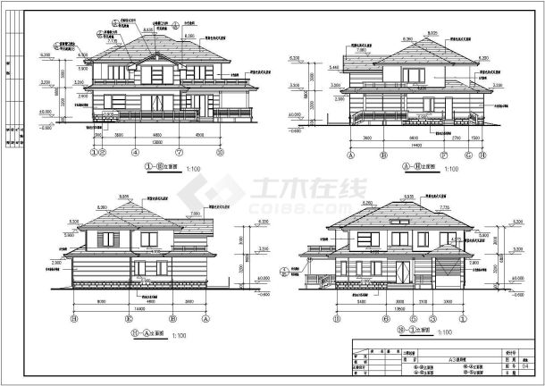 某小区两层别墅建筑CAD设计施工图-图一