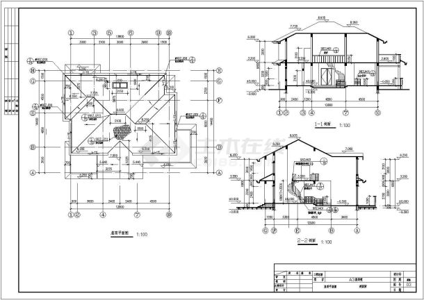 某小区两层别墅建筑CAD设计施工图-图二