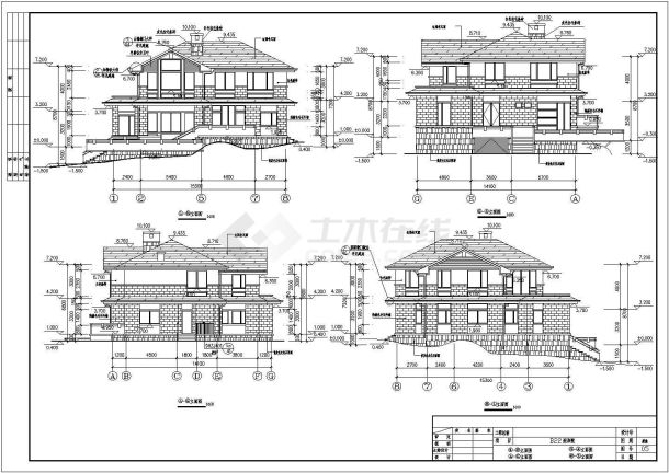 某三层坡道别墅建筑CAD设计施工图纸-图一