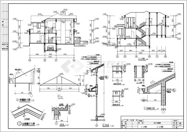 某三层坡道别墅建筑CAD设计施工图纸-图二