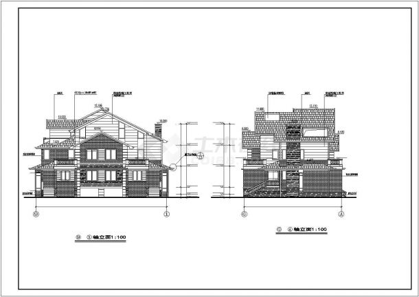 某地三层框架结构精品双联别墅建筑设计施工图-图一