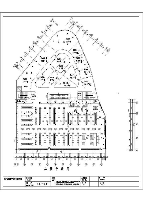 三层百货大楼商场cad平面设计图纸