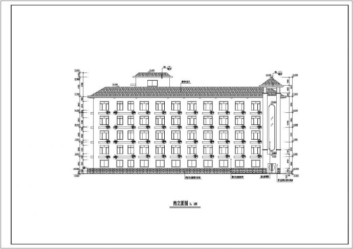 某宾馆五层框架结构客房楼建筑设计方案图_图1