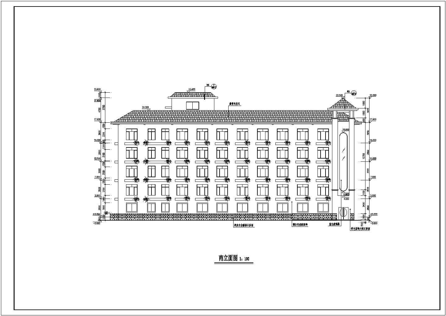 某宾馆五层框架结构客房楼建筑设计方案图