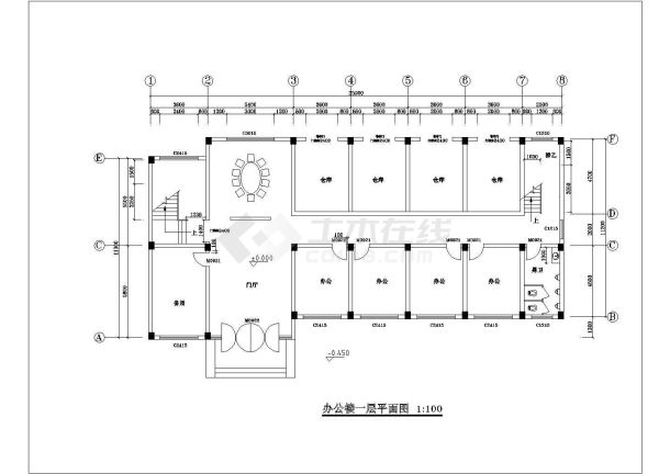 办公楼建筑设计平立面图纸（共6张）-图二