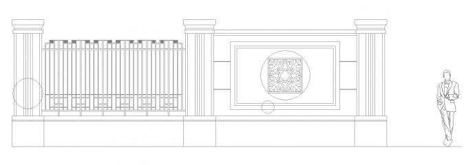 围墙建筑设计平立剖面图纸（共3张）_图1