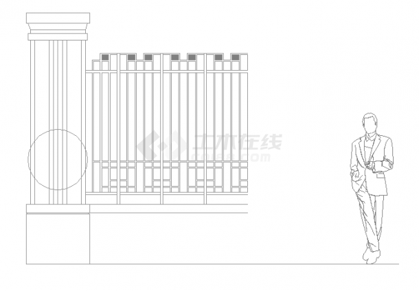 围墙建筑设计平立剖面图纸（共3张）-图二