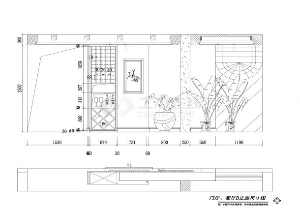 某中式风格清渭公馆B户型样板房装修设计施工图-图二