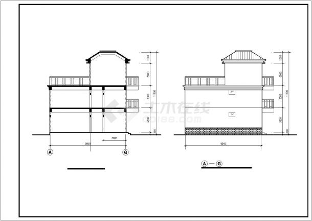 某现代风格多层别墅建筑设计方案施工图纸-图二