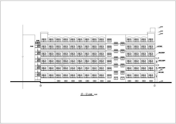 江西某大学六层砖混结构学生公寓建筑设计方案图-图一