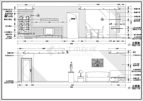 时代城梦想城豪华住宅室内装修cad施工图-图一