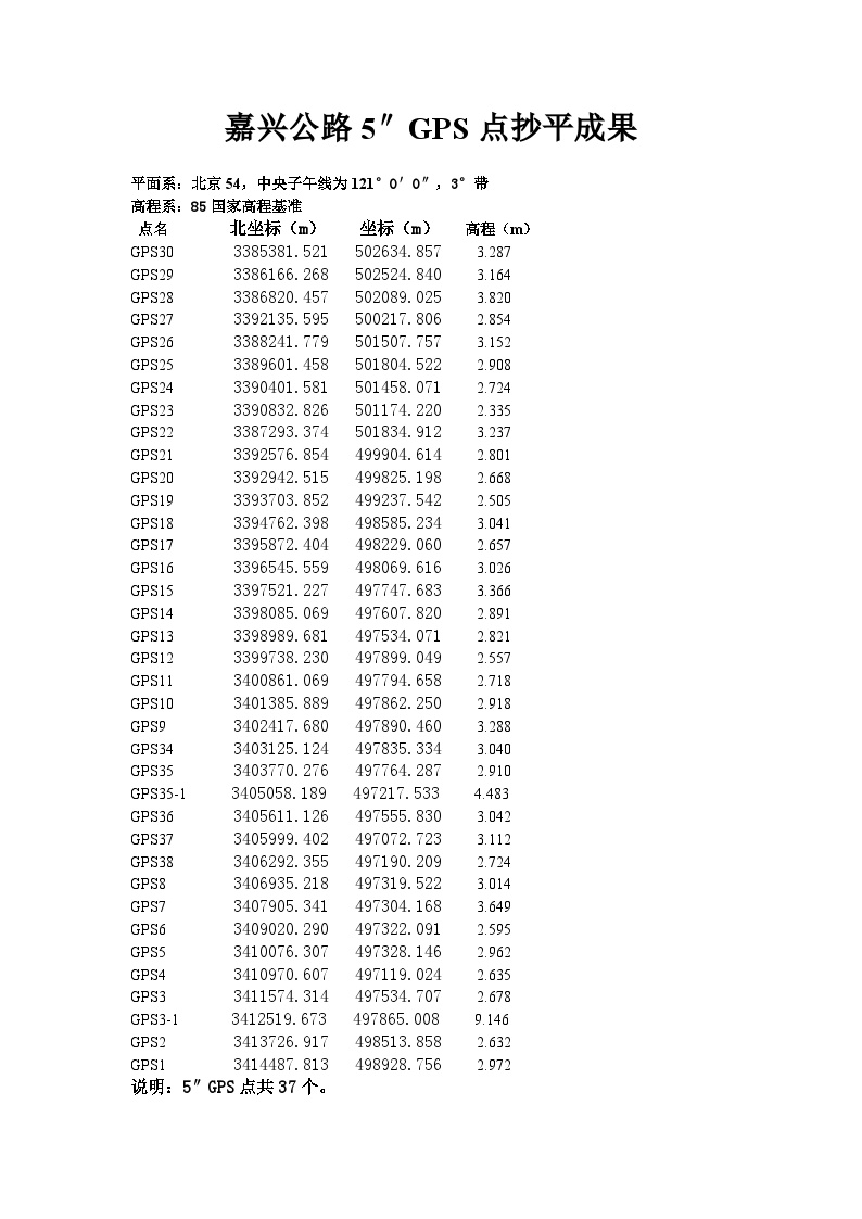 嘉兴公路5″GPS点抄平成果.doc-图一