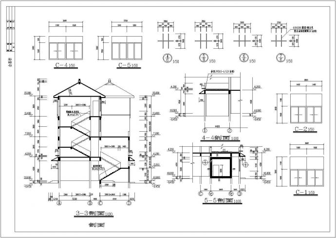 某地区银行分行建筑结构设计CAD图_图1