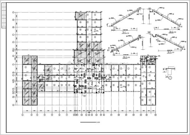 某地区中医院框架门诊楼施工CAD图-图一