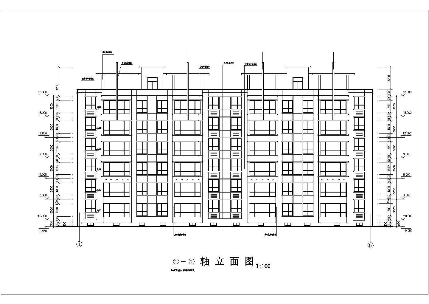 某地六层框架结构宿舍住宅楼建筑设计图