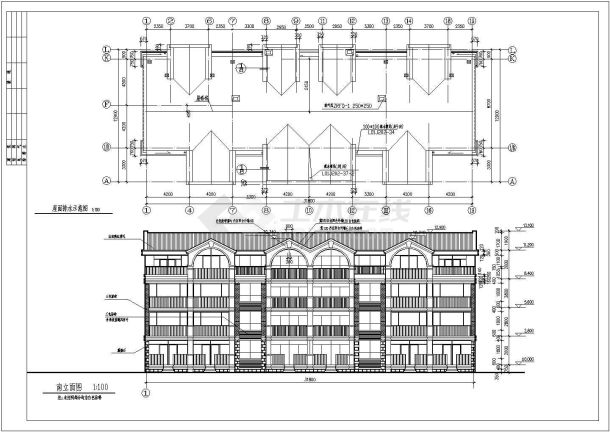 某地4层砖混结构别墅楼建筑设计施工图-图一